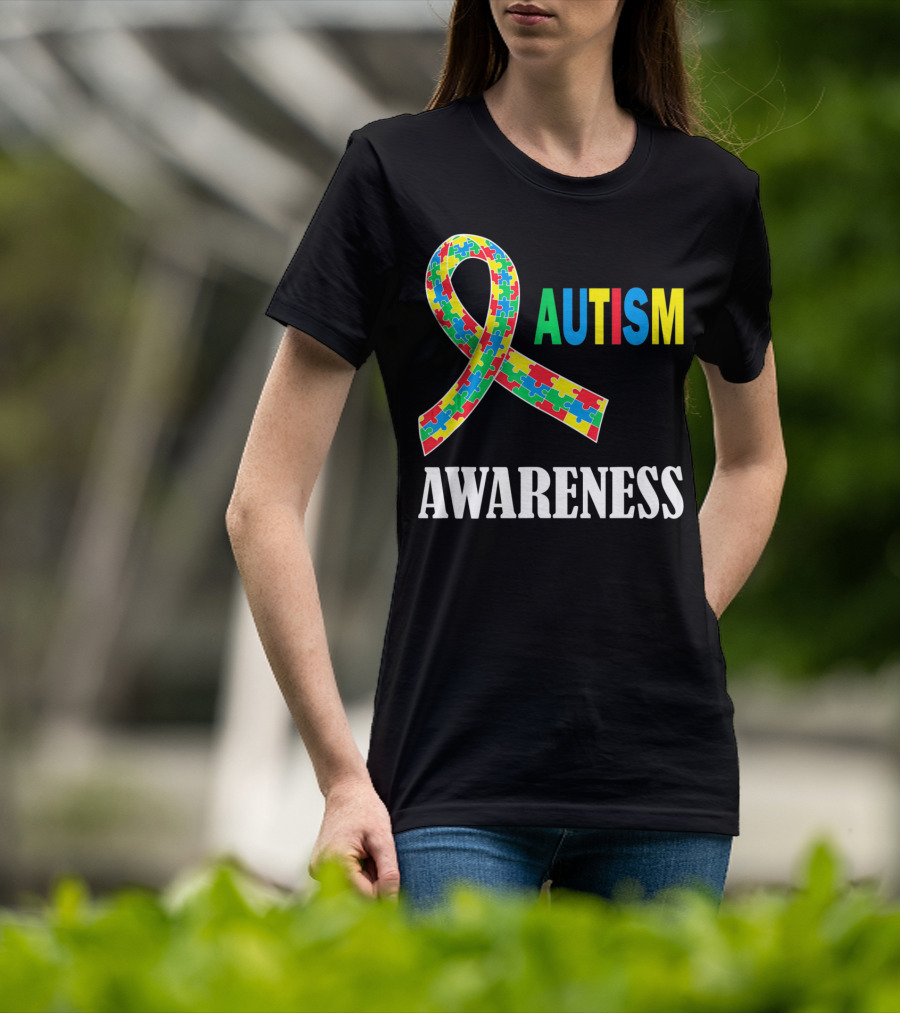 Autism Awareness Puzzle Ribbon Social Interaction Auti T-Shirt