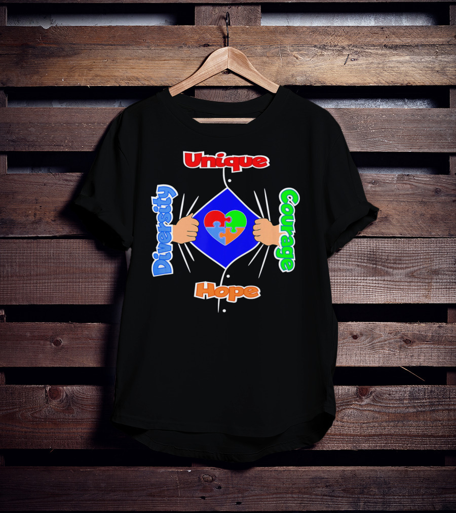 Diversity Unique Courage And Hope Puzzle Heart Superman T-Shirt