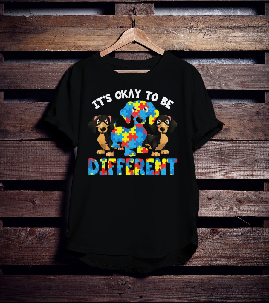It's Okay To Be Different Dachshund Autism Puzzle Dogs T-Shirt