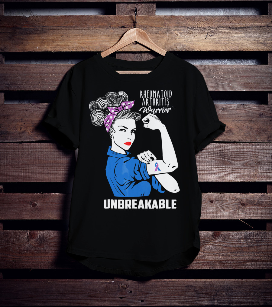 Rheumatoid Arthritis Warrior Unbreakable Rosie Riveter T-Shirt