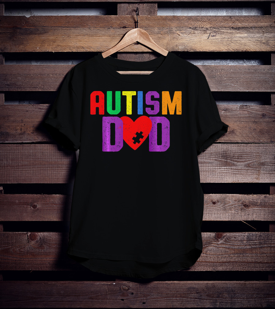 AUTISM DAD Heart Puzzle Awareness T-Shirt