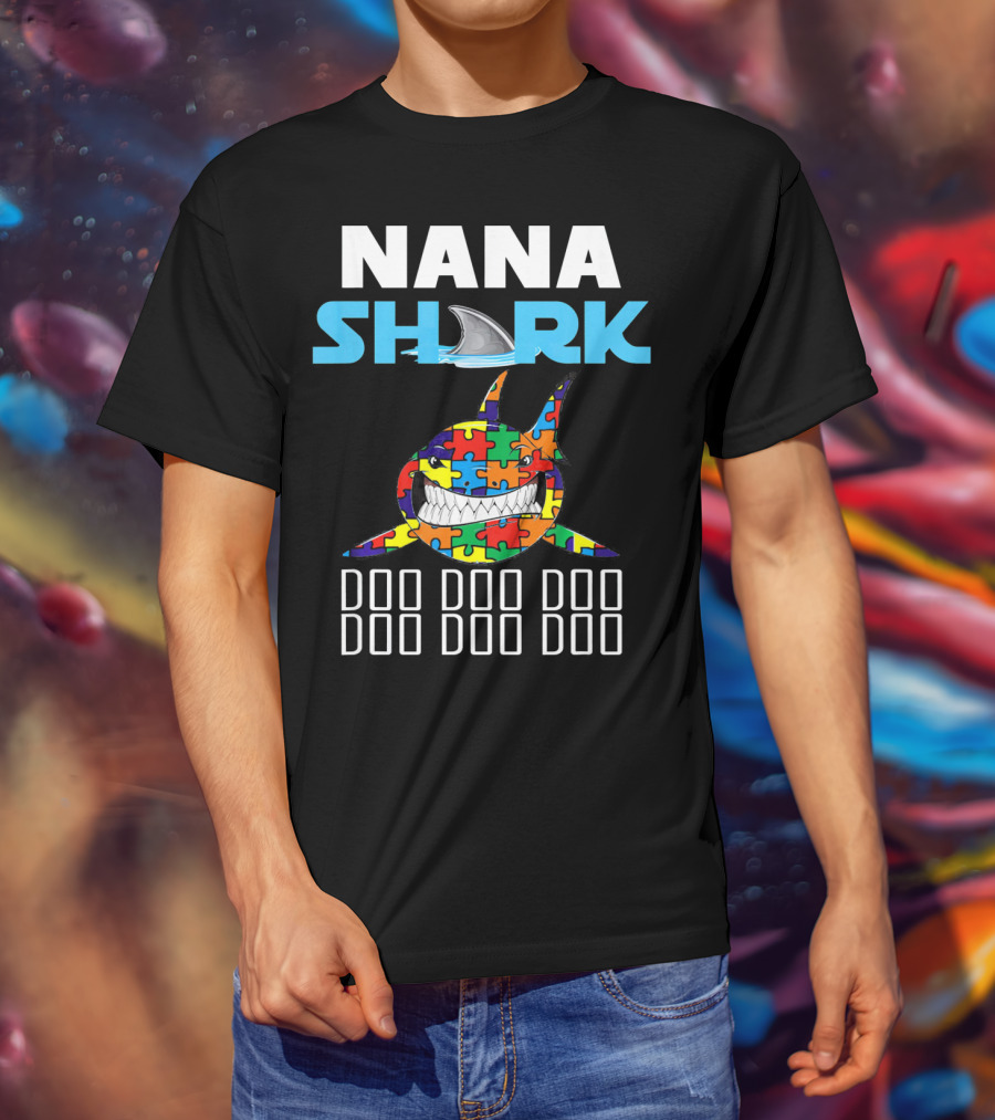 Nana Shark Autism Awareness Puzzle Doo Doo Doo T-Shirt