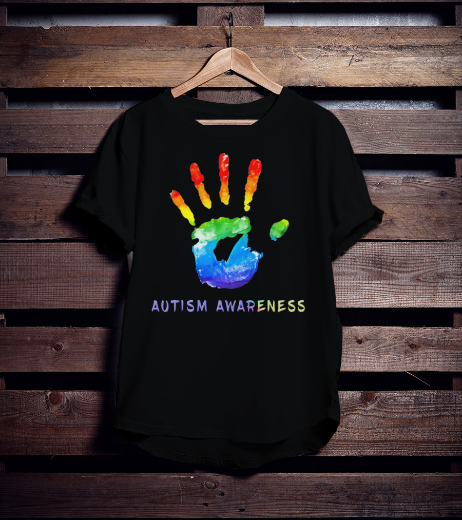 Autism Awareness Colorful Rainbow Handprint T-Shirt