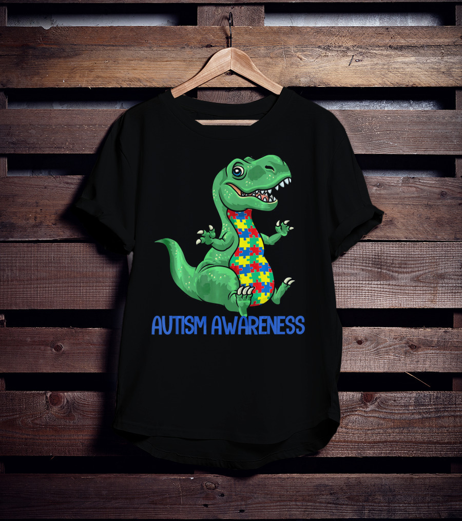 Autism Awareness T Rex Puzzle Pieces Boy T-Shirt