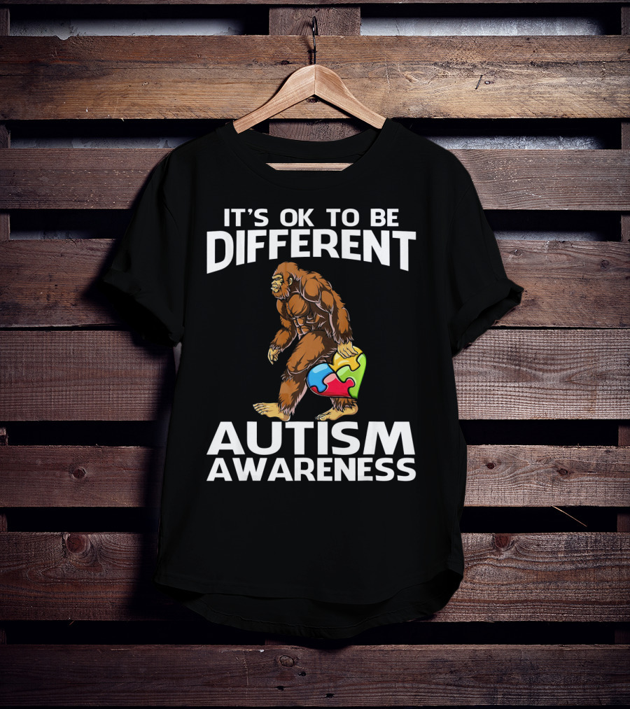 It's Ok To Be Different Bigfoot Autism Awareness T-Shirt