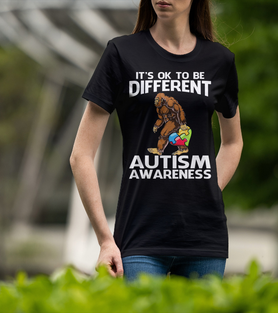 It's Ok To Be Different Bigfoot Autism Awareness T-Shirt