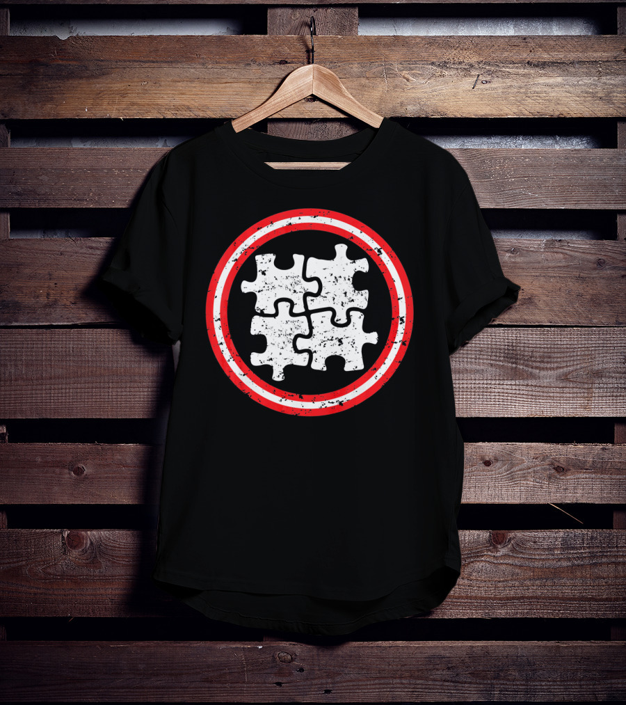Captain Autism Awareness Puzzle Shield T-Shirt
