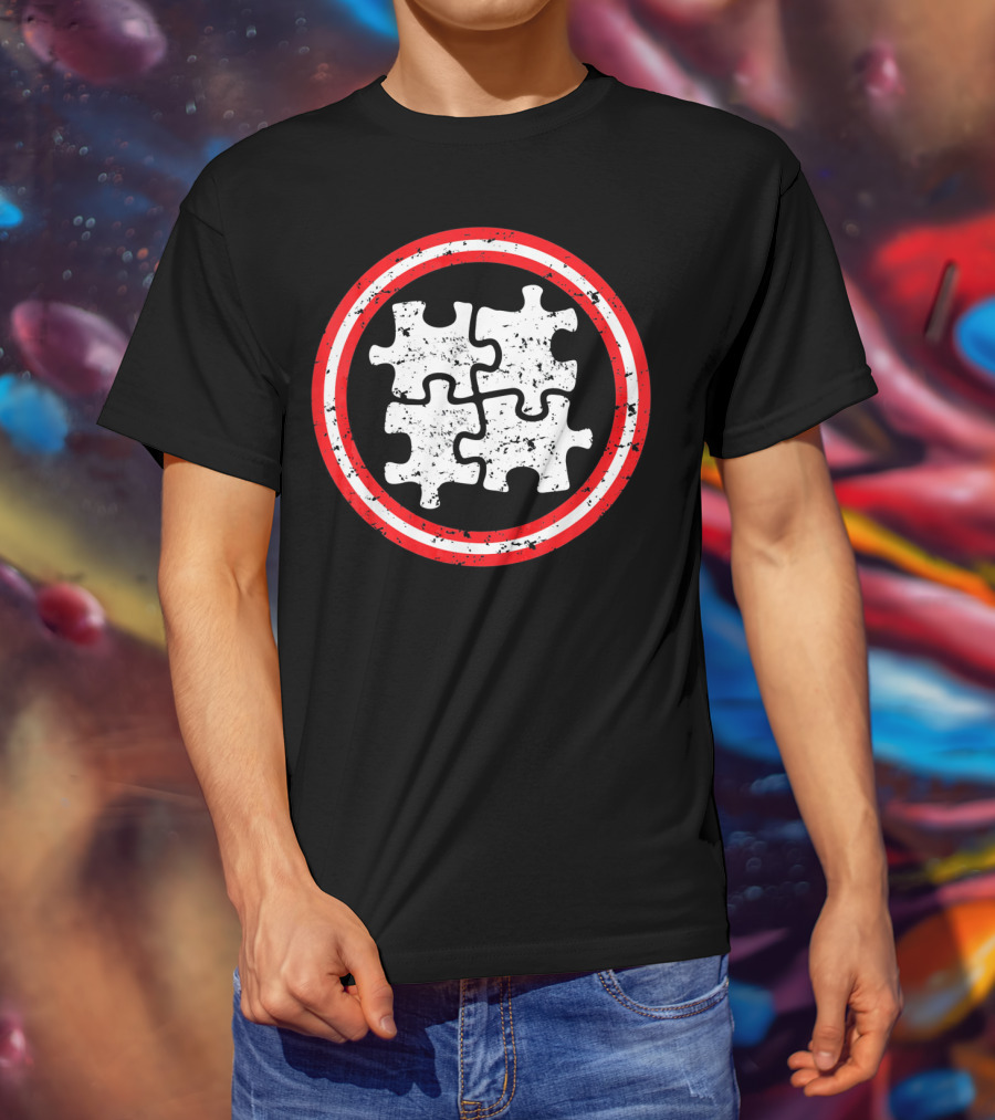 Captain Autism Awareness Puzzle Shield T-Shirt