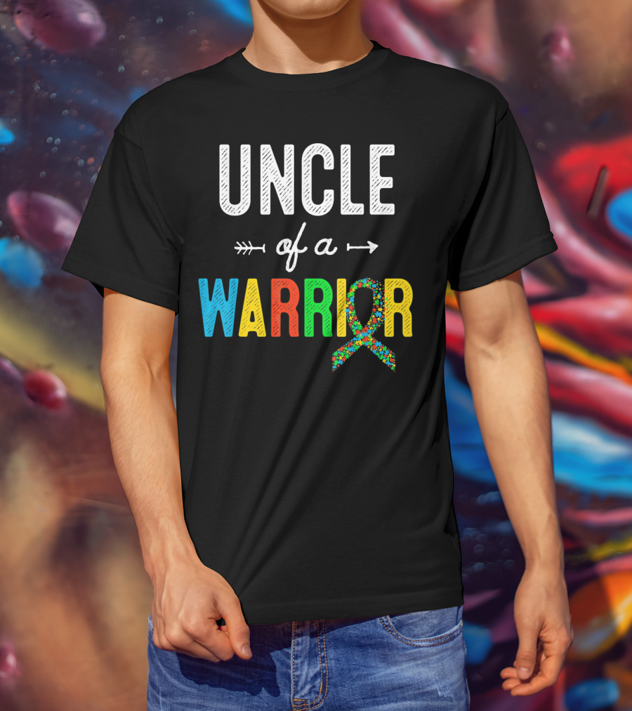 Uncle Of A Warrior Autism Awareness Puzzle T-Shirt