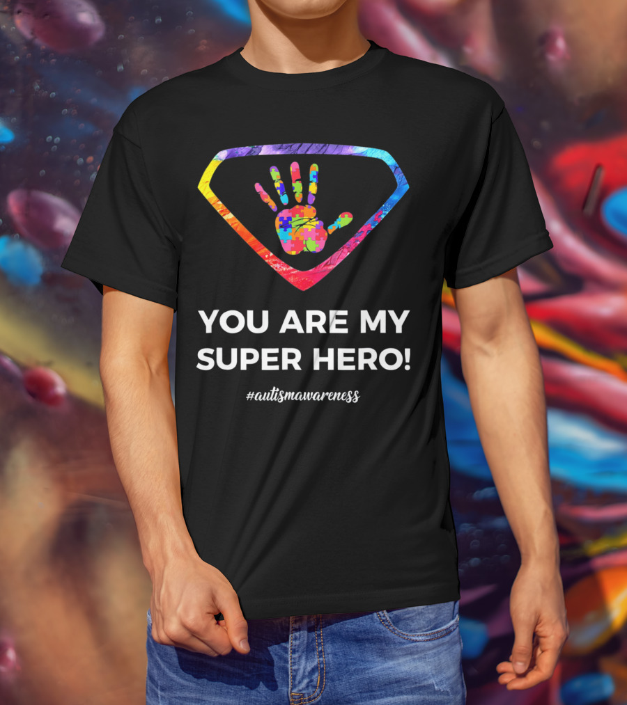 You Are My Superhero Autism Awareness Handprint Puzzle T-Shirt