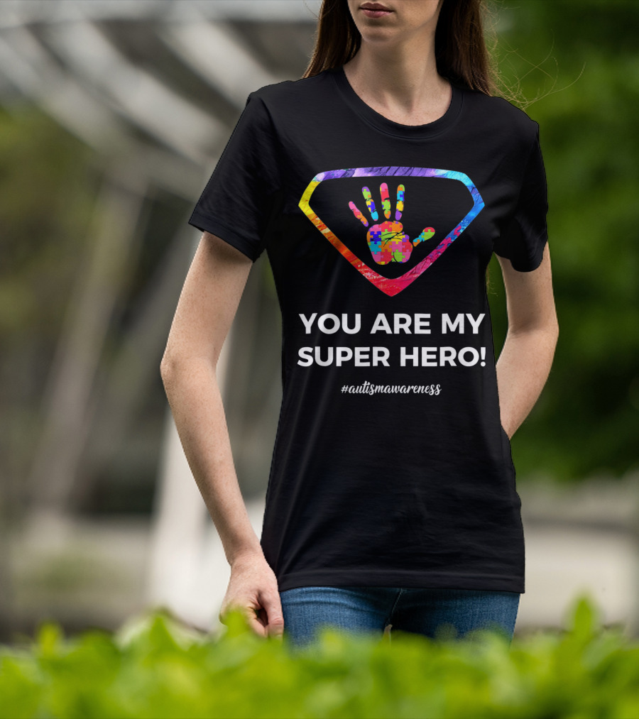 You Are My Superhero Autism Awareness Handprint Puzzle T-Shirt