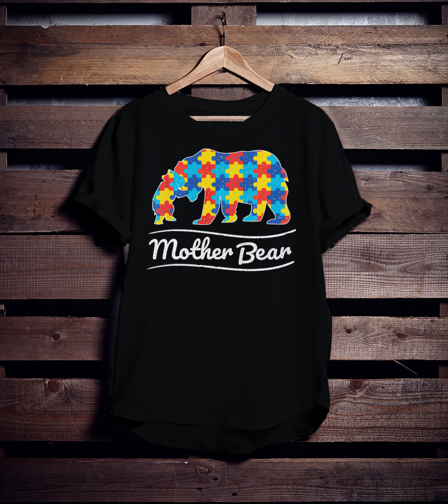 Mother Bear Autism Puzzle Awareness T-Shirt
