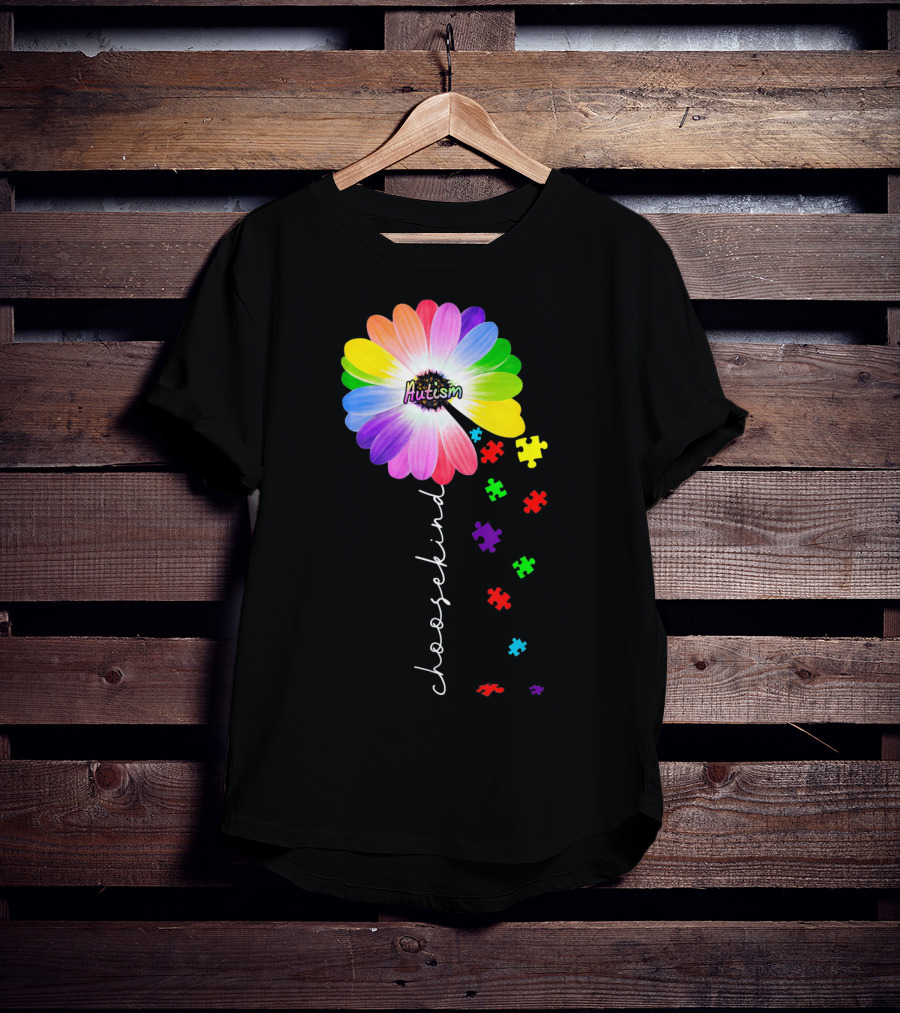 Daisy Flower Autism Choose Kind Puzzle Pieces Awareness T-Shirt