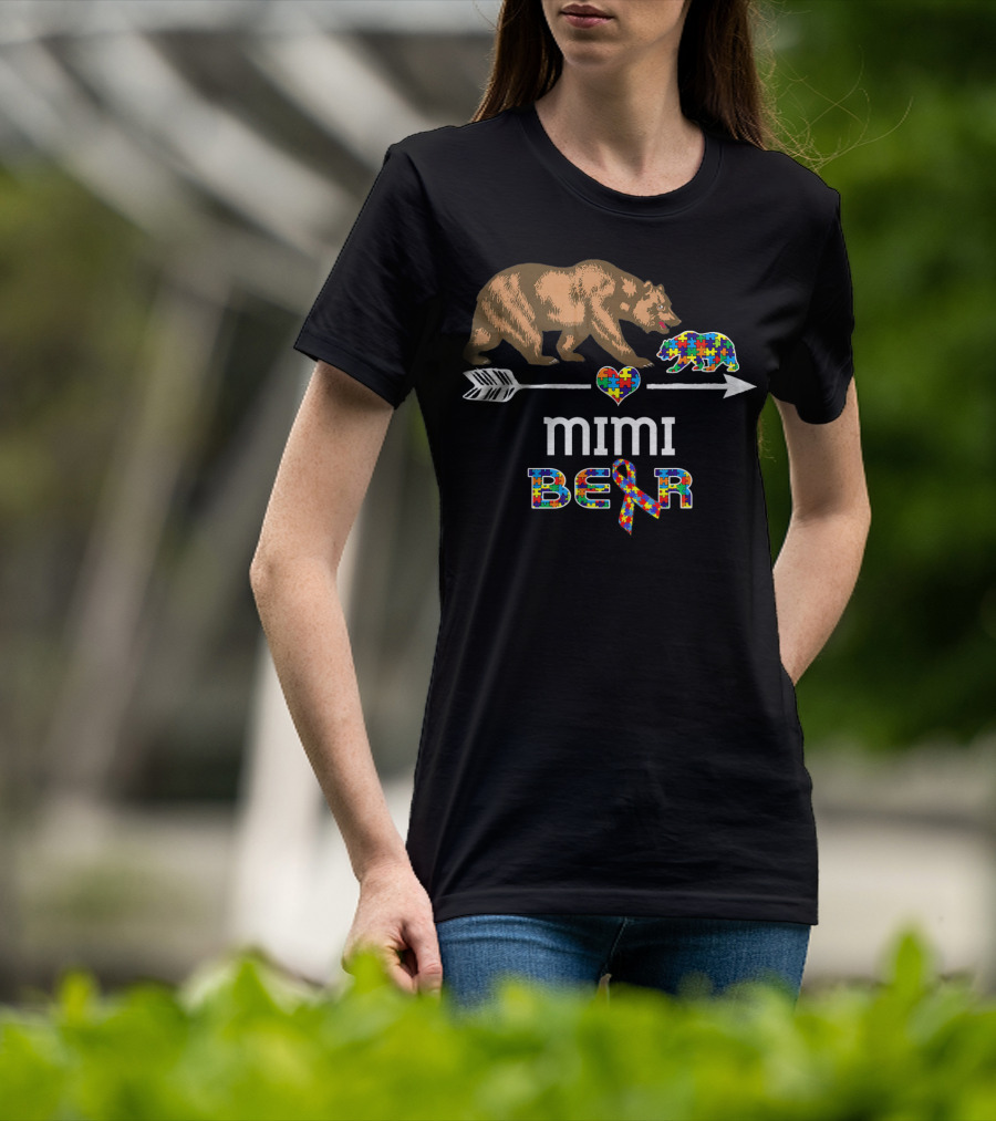 Mimi Bear Autism Awareness Puzzle Heart T-Shirt