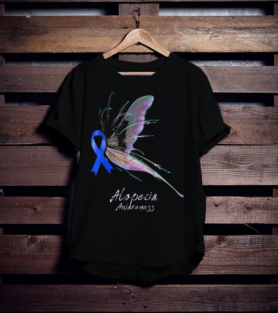 Alopecia Awareness Butterfly Blue T-Shirt