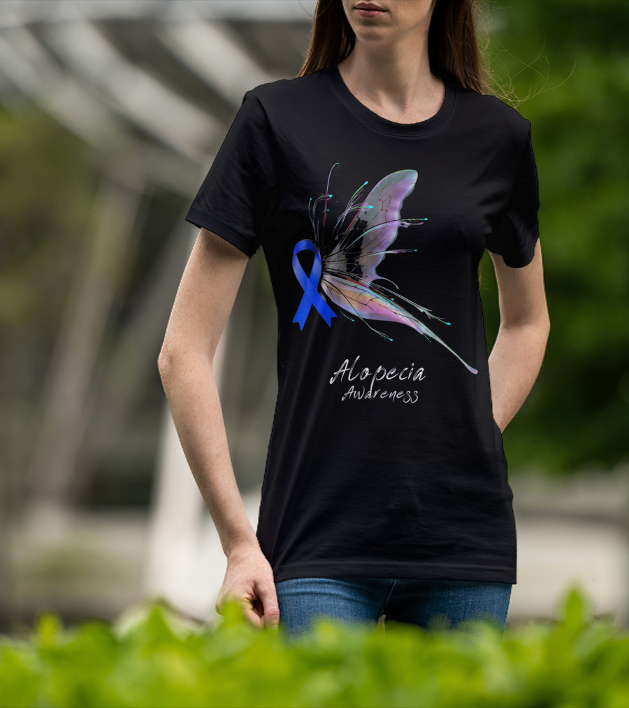 Alopecia Awareness Butterfly Blue T-Shirt