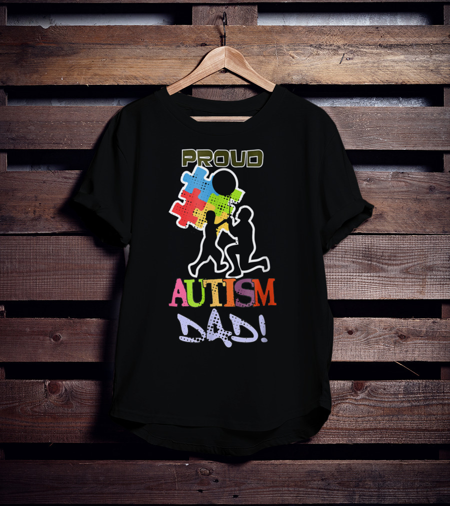 Proud Autism Dad Puzzle Piece Balloon T-Shirt