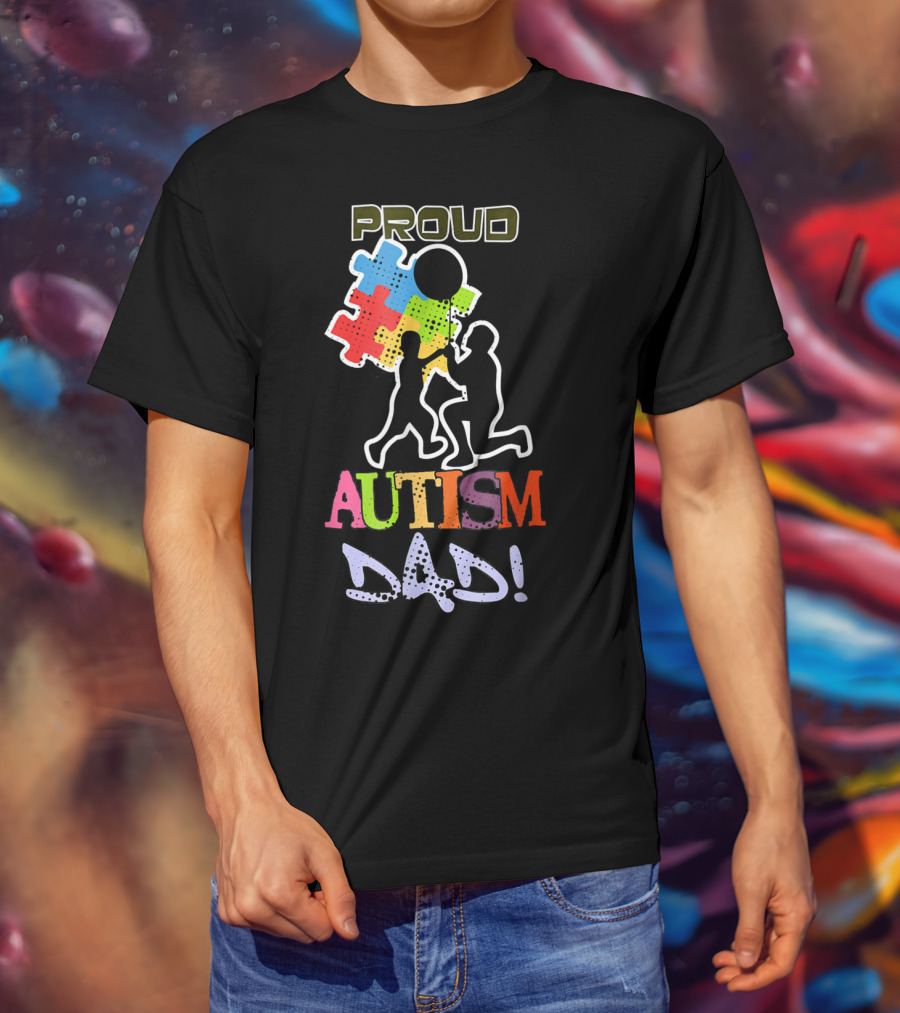 Proud Autism Dad Puzzle Piece Balloon T-Shirt