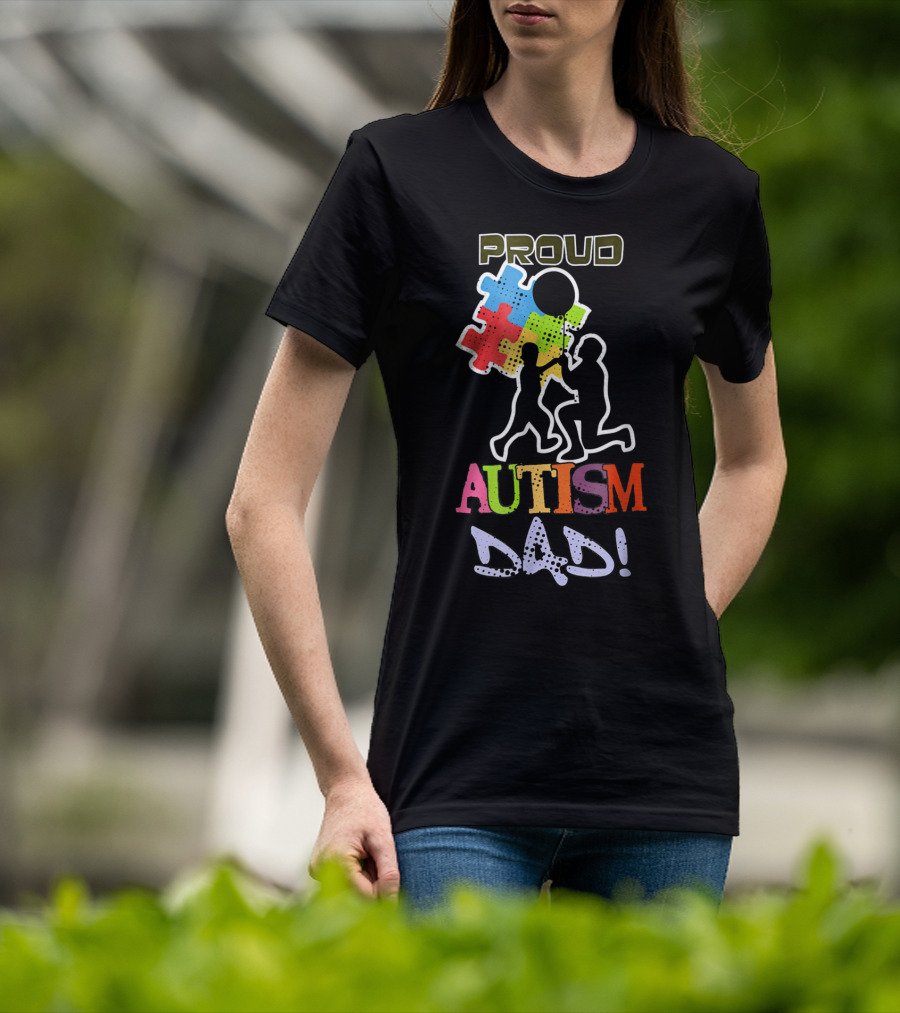 Proud Autism Dad Puzzle Piece Balloon T-Shirt