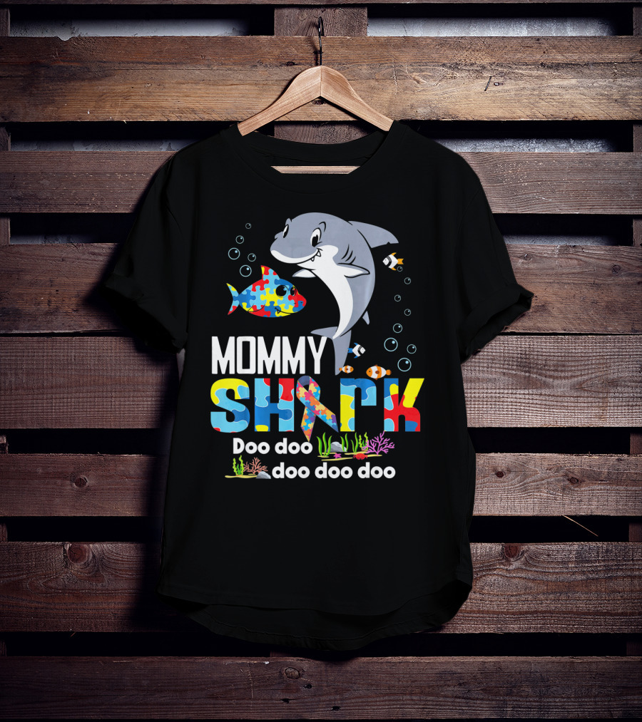 Mommy Shark Autism Doo Doo Doo Autism Puzzle T-Shirt