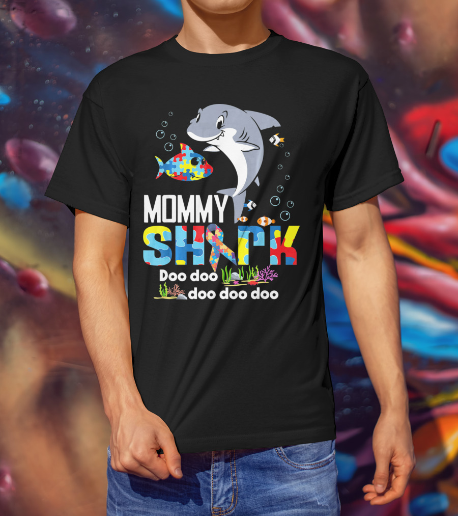 Mommy Shark Autism Doo Doo Doo Autism Puzzle T-Shirt