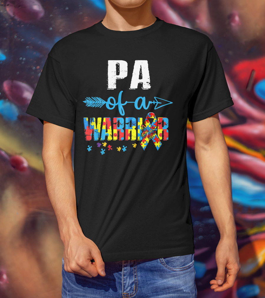 Pa Of A Warrior Autism Awareness Puzzle T-Shirt