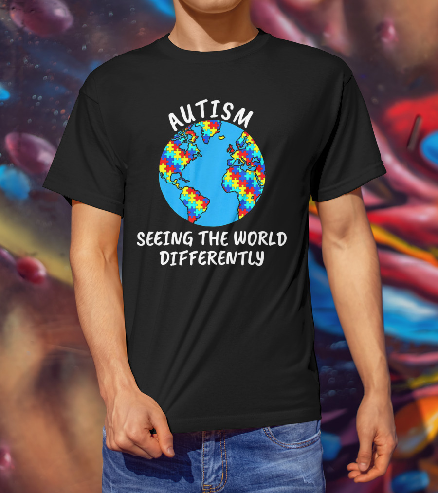Autism Seeing The World Differently Puzzle Globe T-Shirt