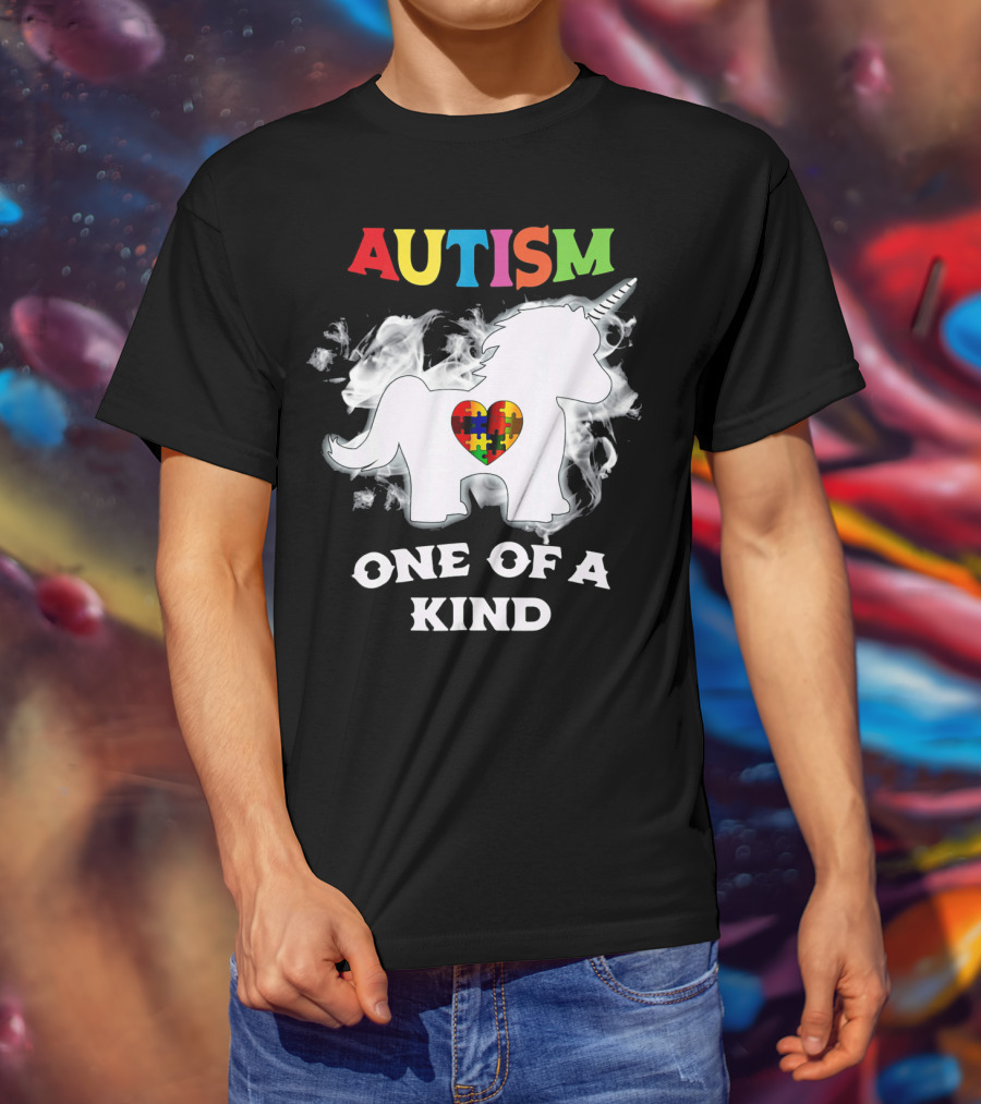 Autism One Of A Kind Unicorn Puzzle Heart T-Shirt