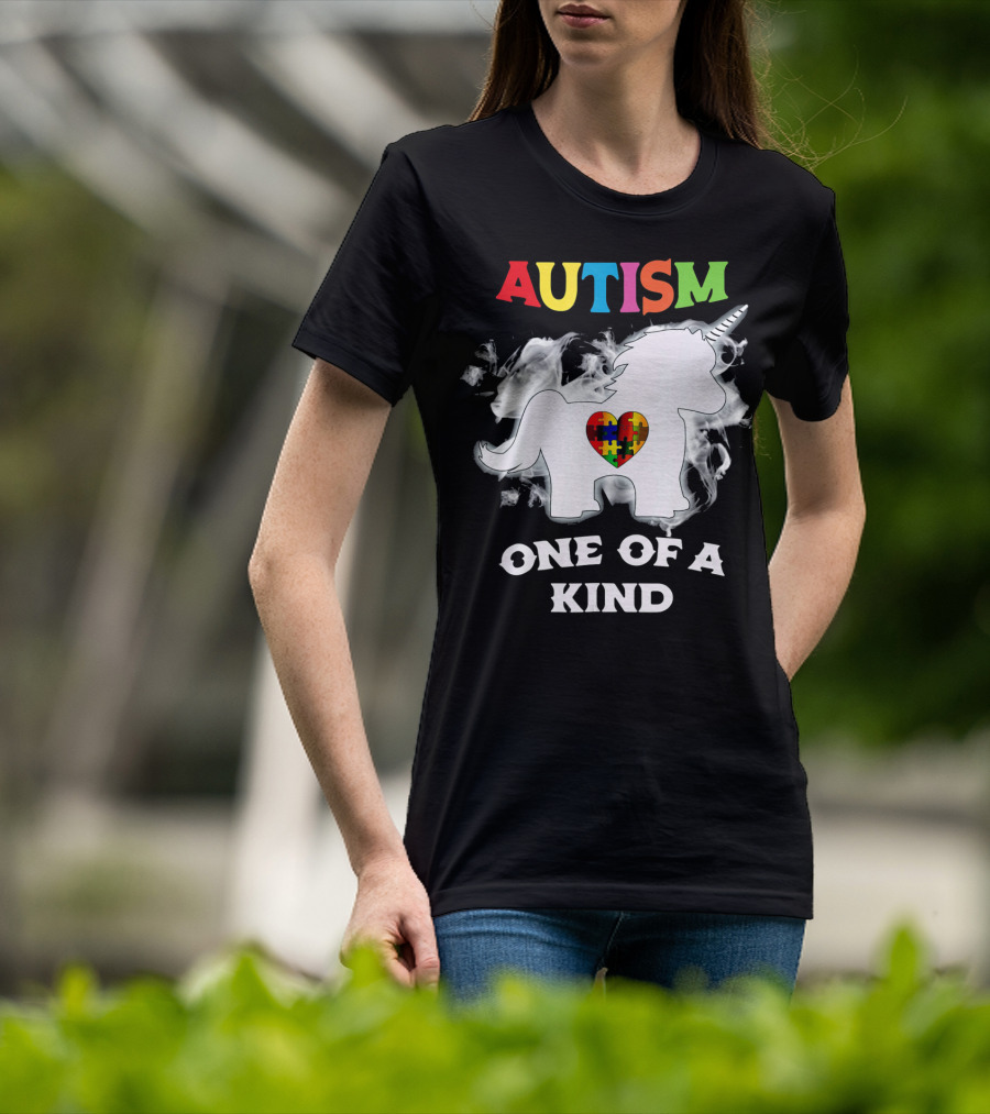 Autism One Of A Kind Unicorn Puzzle Heart T-Shirt