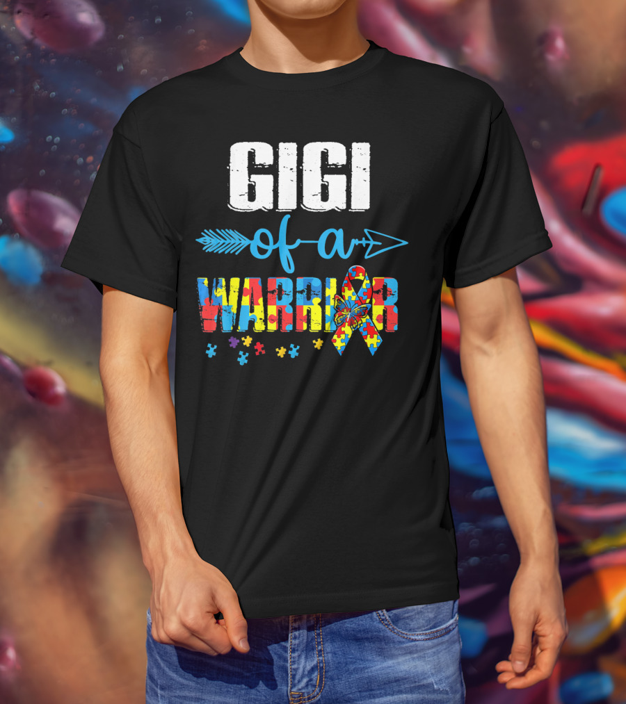 Gigi Of A Warrior Autism Awareness Puzzle T-Shirt
