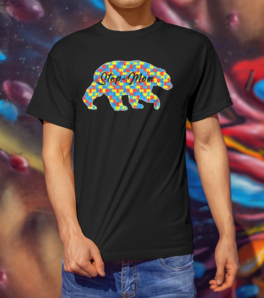 Step Mom Bear Puzzle Autism Awareness T-Shirt