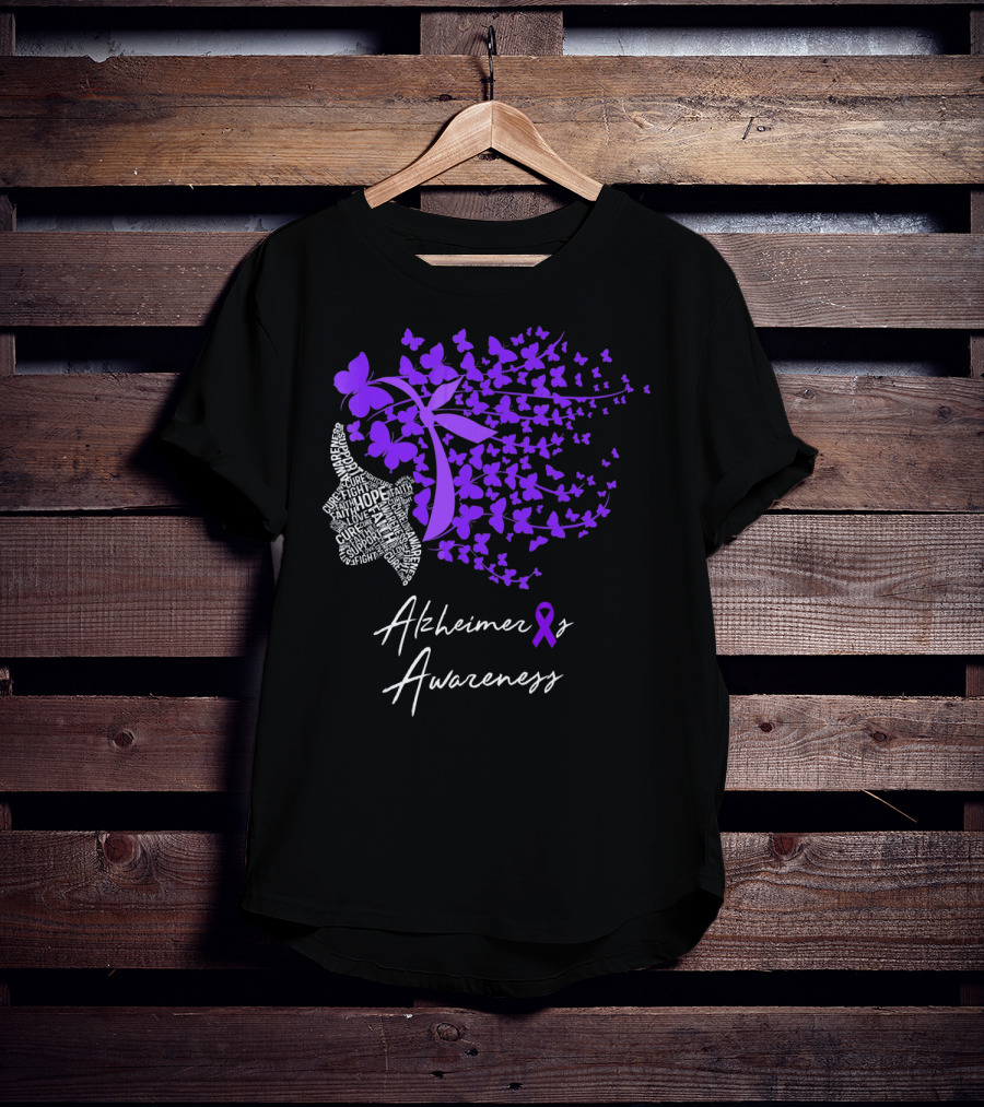 Alzheimers Awareness Hope Courage Faith Empowerment Butterfly T-Shirt