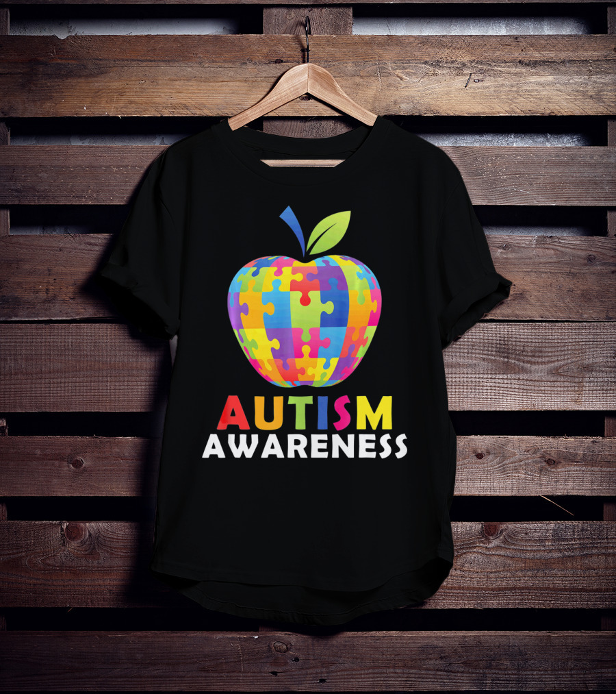 Autism Awareness Puzzle Piece Apple T-Shirt