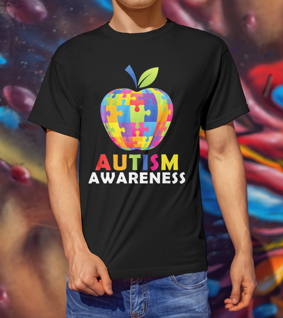 Autism Awareness Puzzle Piece Apple T-Shirt
