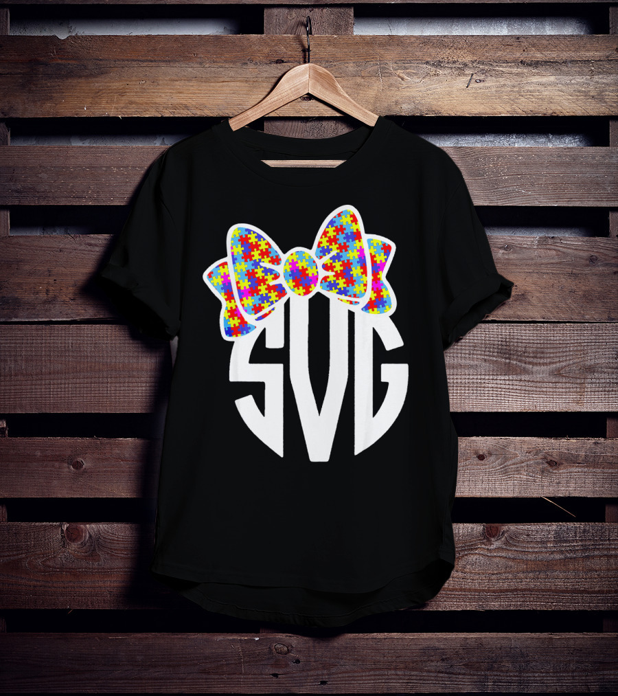 SVG Autism Awareness Puzzle Bow T-Shirt