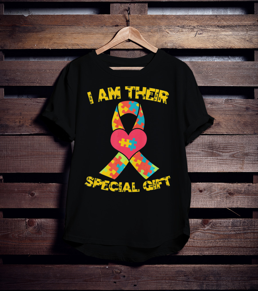 I Am Their Special Gift Autism Awareness Puzzle Ribbon Heart T-Shirt