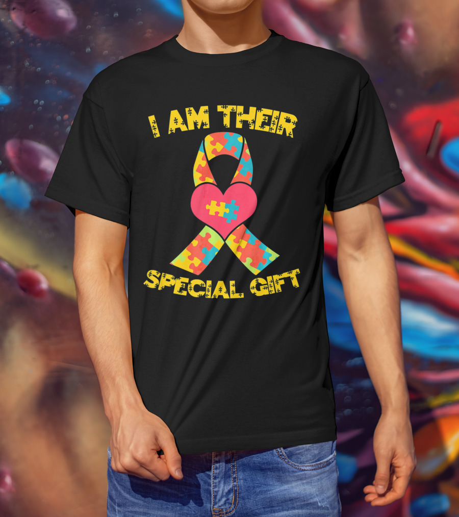I Am Their Special Gift Autism Awareness Puzzle Ribbon Heart T-Shirt
