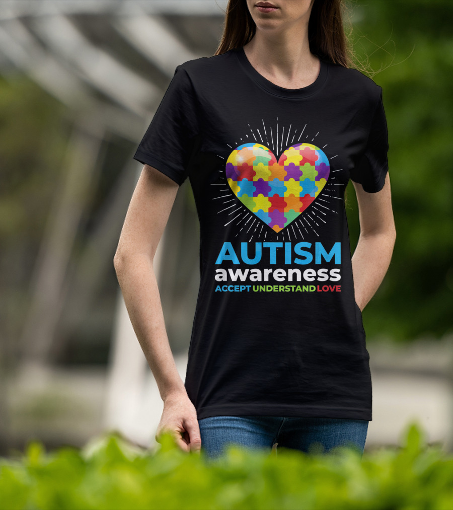 Autism Awareness Day Heart Puzzle Accept Understand Love T-Shirt