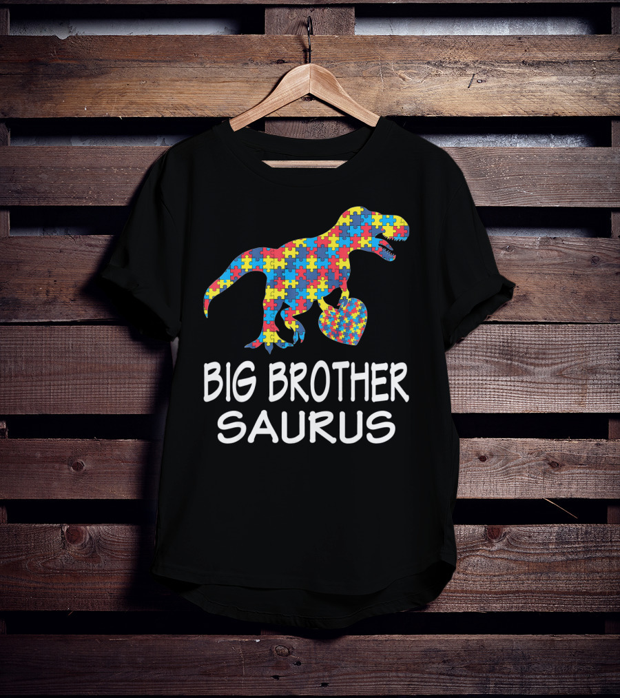 Big Brother Saurus Autism Puzzle Dinosaur T-Shirt