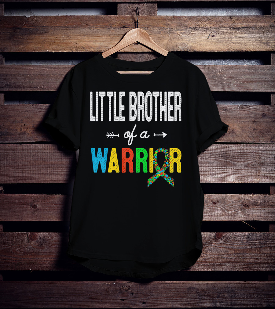 Little Brother Of A Warrior Autism Awareness Puzzle T-Shirt