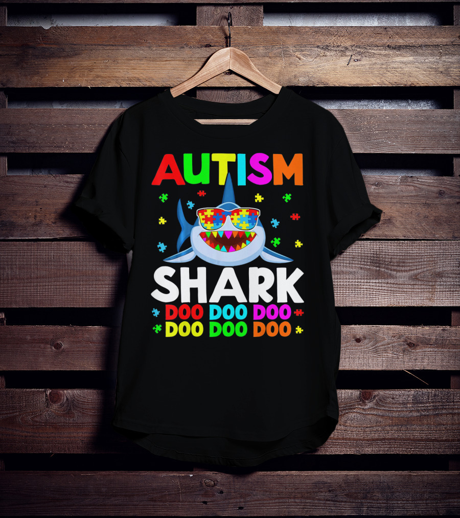 Autism Shark Doo Doo Doo Puzzle Autism Shark Sunglasses T-Shirt
