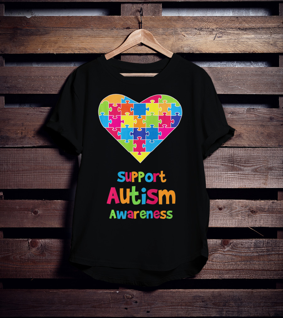Support Autism Awareness Heart Puzzle T-Shirt
