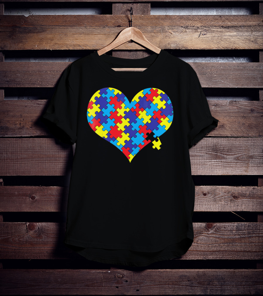 Colorful Autism Awareness Heart Puzzle T-Shirt