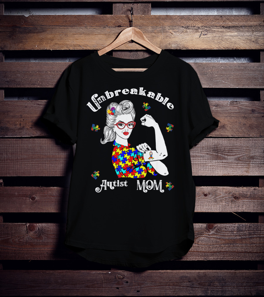 Unbreakable Autist Mom Puzzle Piece T-Shirt