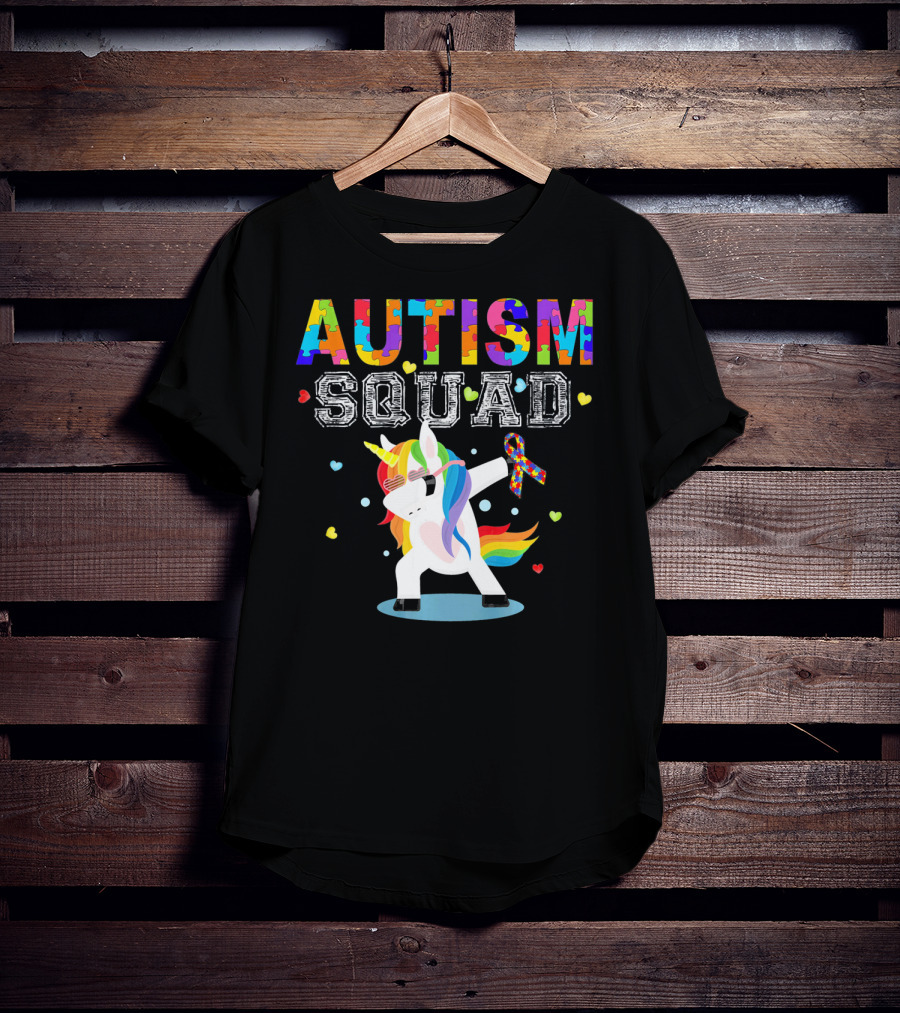 Autism Squad Unicorn Ribbon Autism Awareness T-Shirt