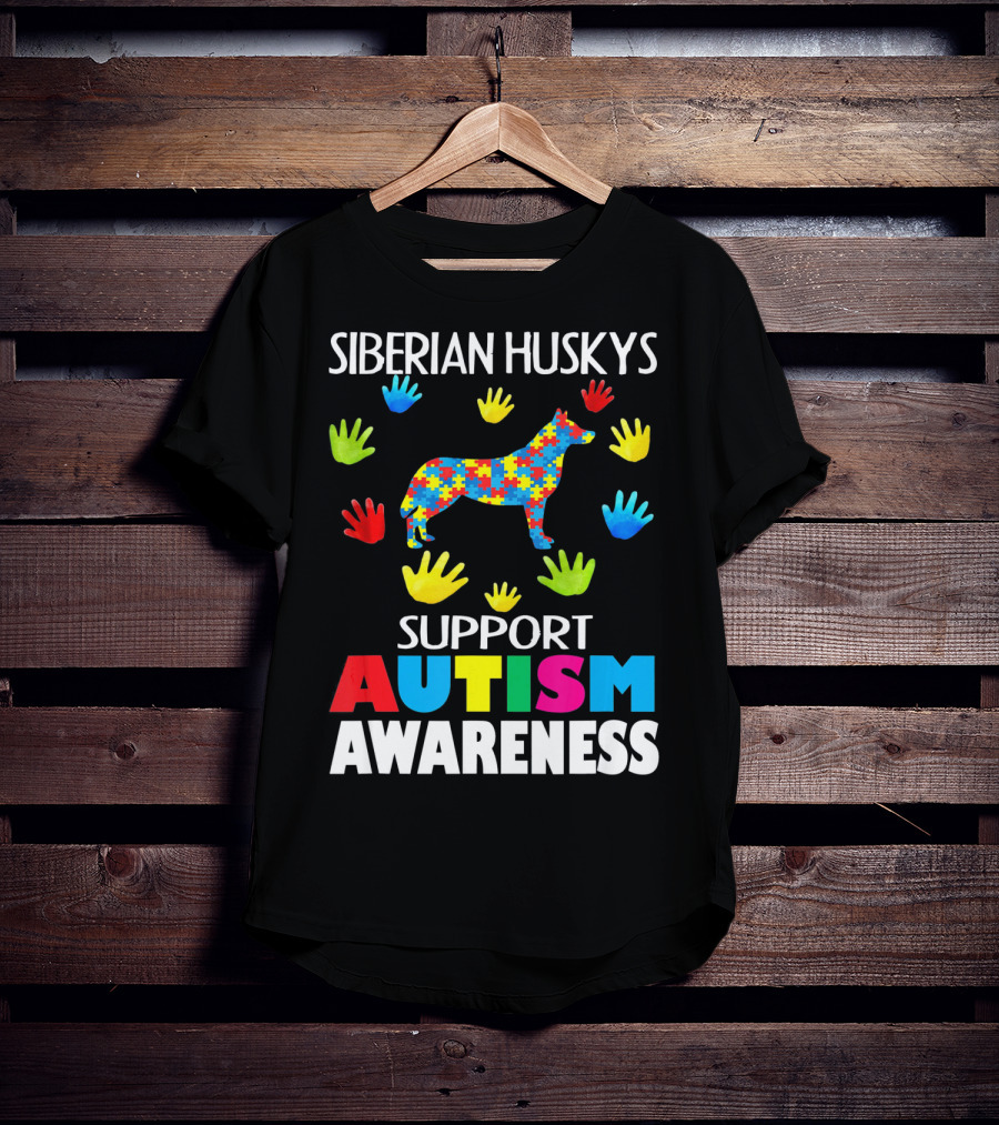 Siberian Huskys Support Autism Awareness T-Shirt