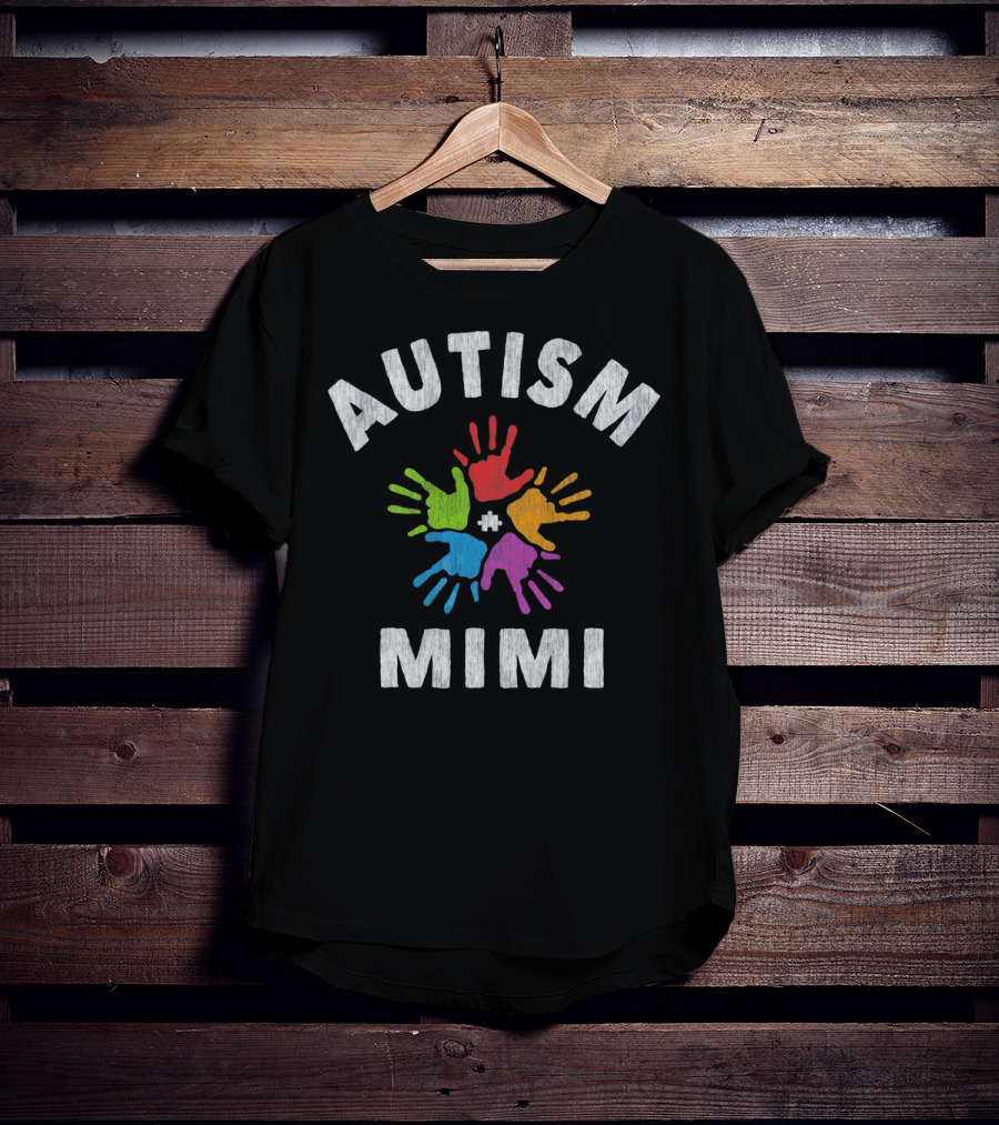 Autism Awareness Autism Mimi Colorful Handprints T-Shirt