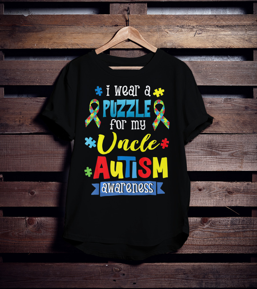 I Wear A Puzzle For My Uncle Autism Awareness T-Shirt