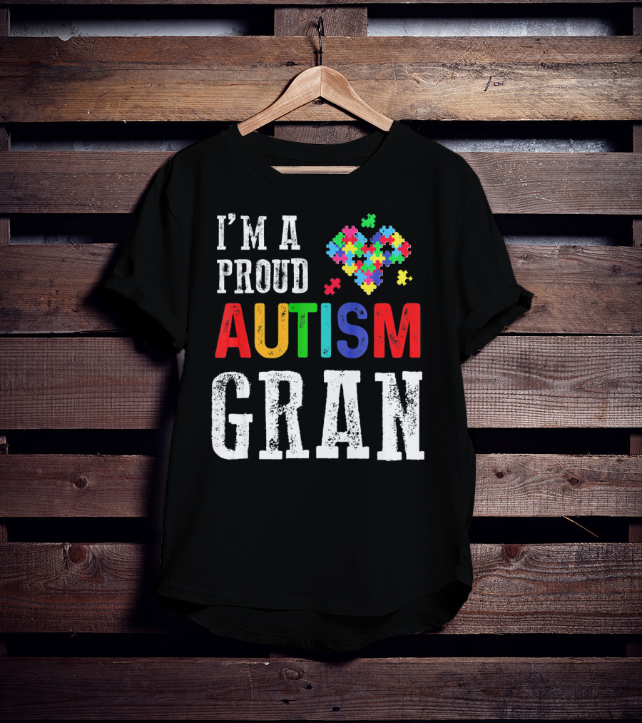 I'm A Proud Autism Gran Colorful Puzzle Pieces T-Shirt