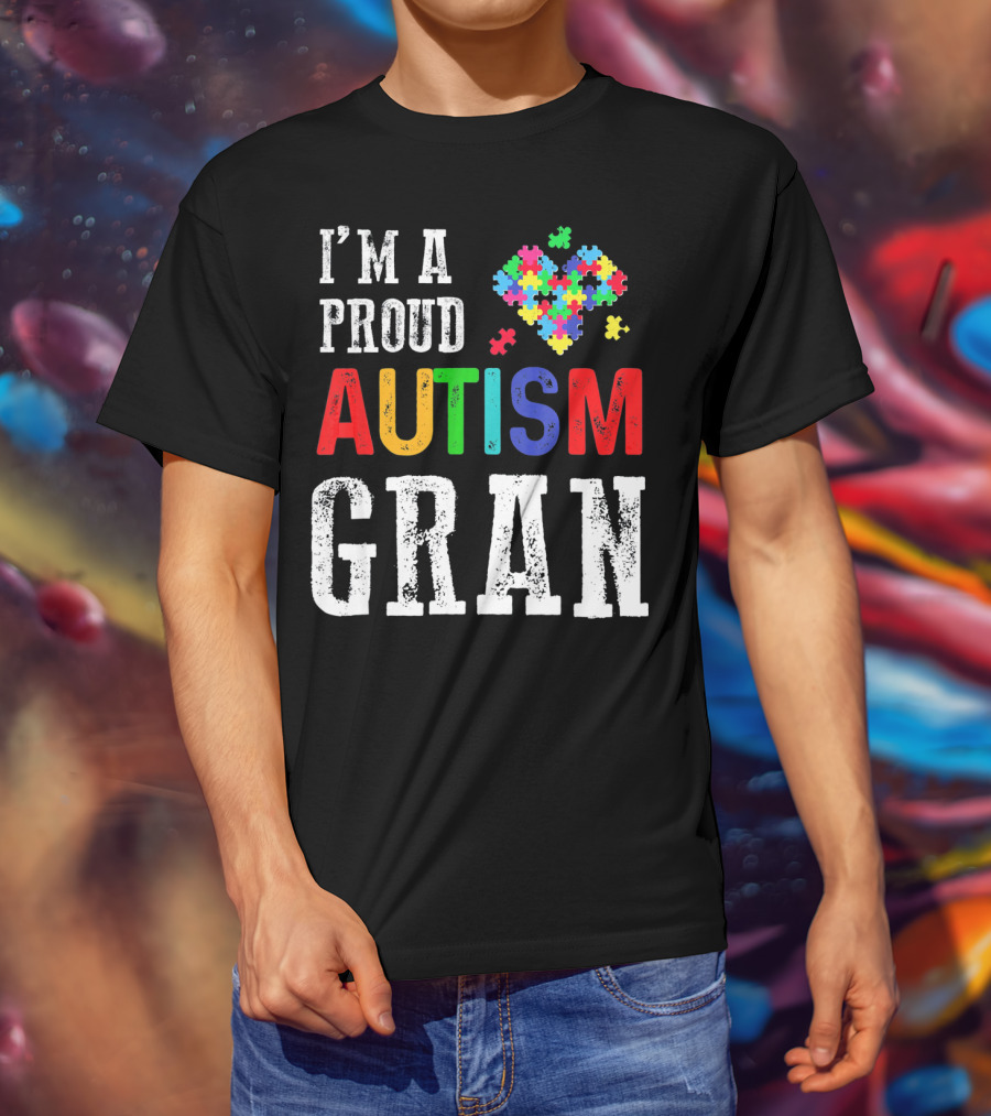 I'm A Proud Autism Gran Colorful Puzzle Pieces T-Shirt